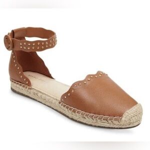 Marc Fisher Jarquis Brown Leather Espadrille Sandal Flats Size 8.5